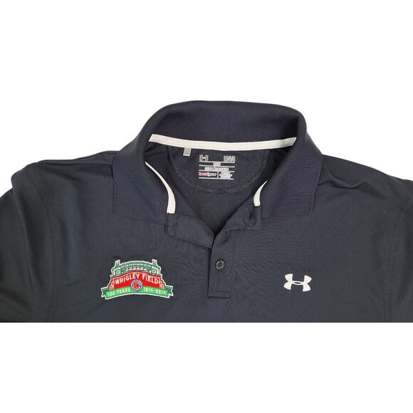 Under Armour Wrigley Field 100 Years Polo Shirt Men Large Black Cubs Anniversary - Picture 3 of 9